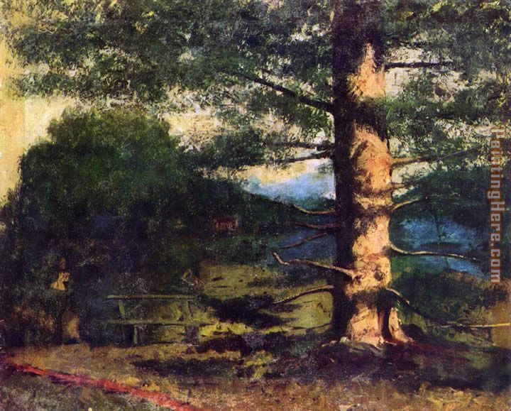 Landscape with tree painting - Gustave Courbet Landscape with tree art painting